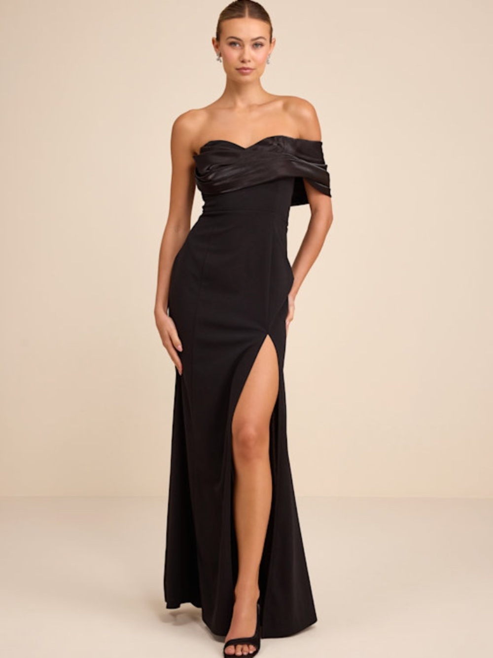 Lulus Thessaly Black Asymmetrical Mermaid Maxi Dress - Size L